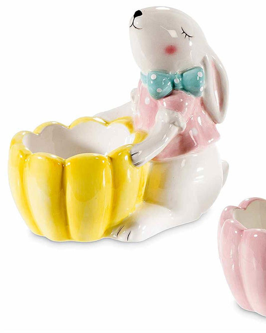 Gul skål med kanin 10 cm