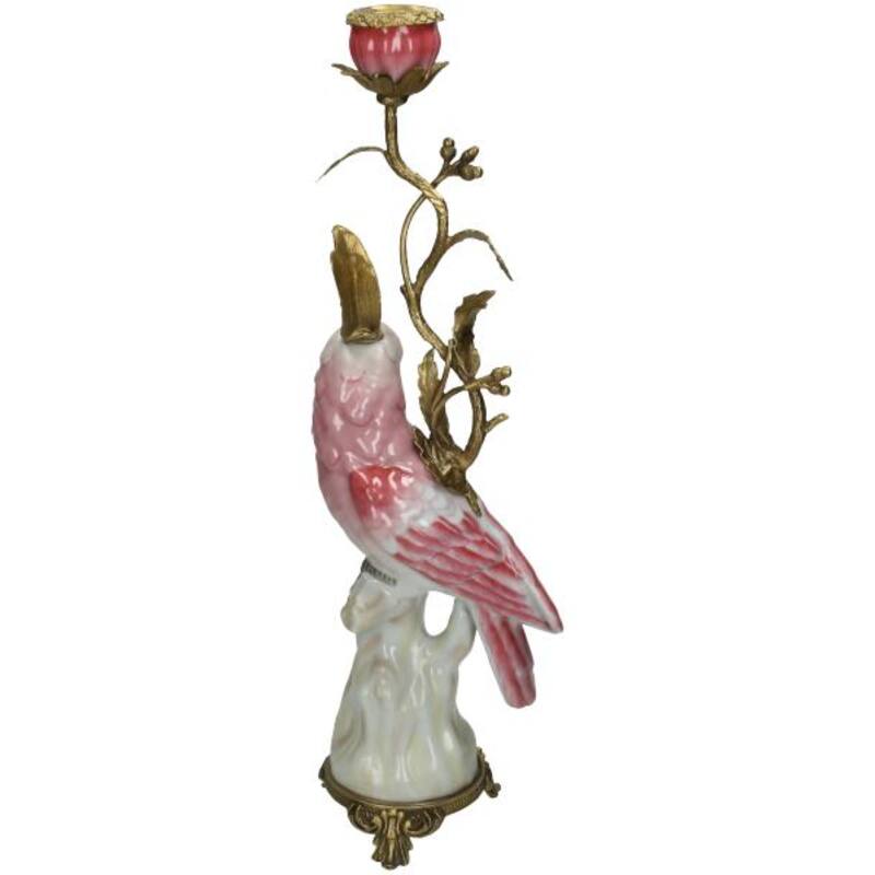 Cockatoo candlestick pink 42 cm