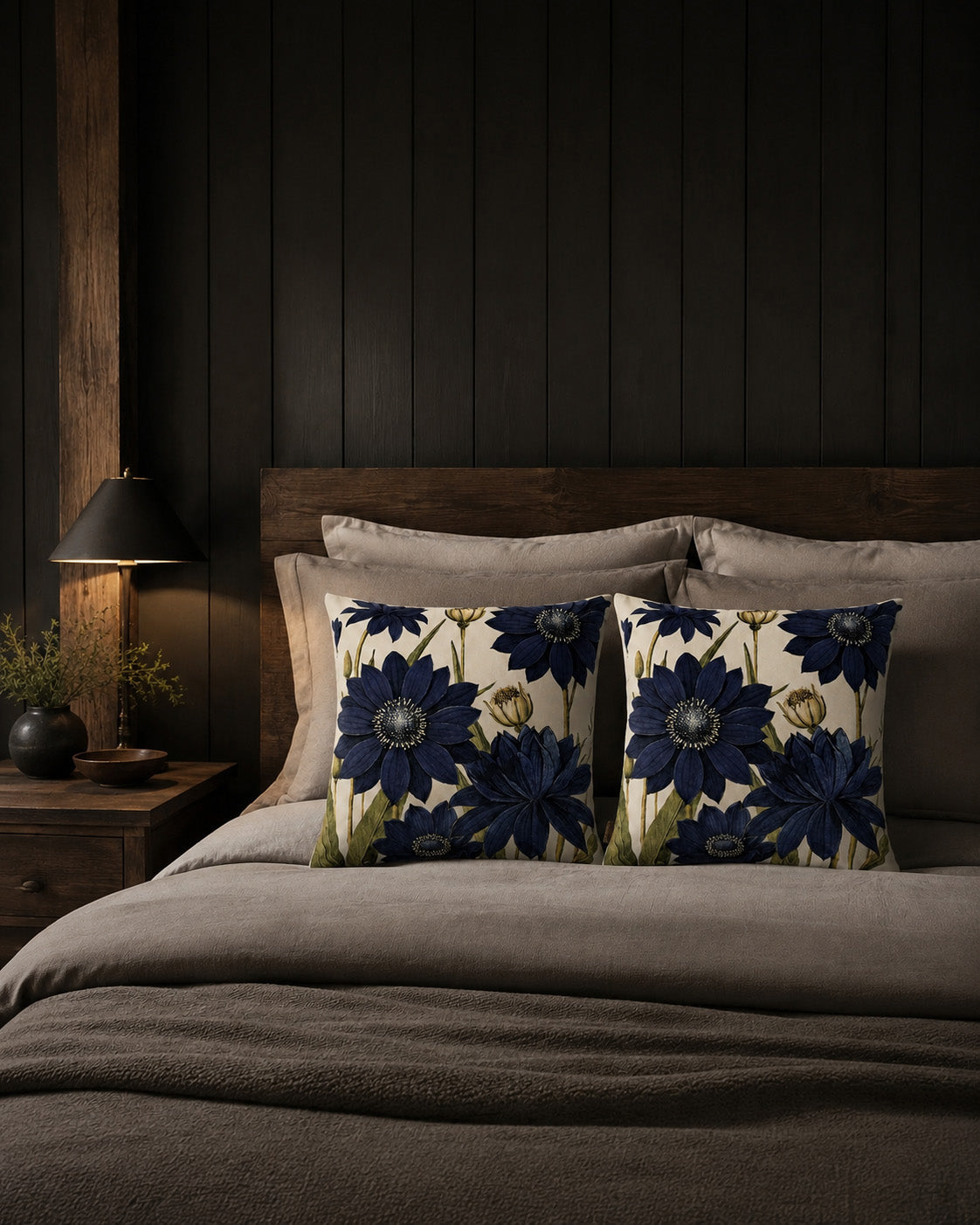 Cushion cover Blue Velvet Bloom blue 50x50 cm