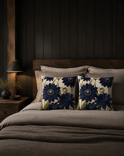 Cushion cover Blue Velvet Bloom blue 50x50 cm