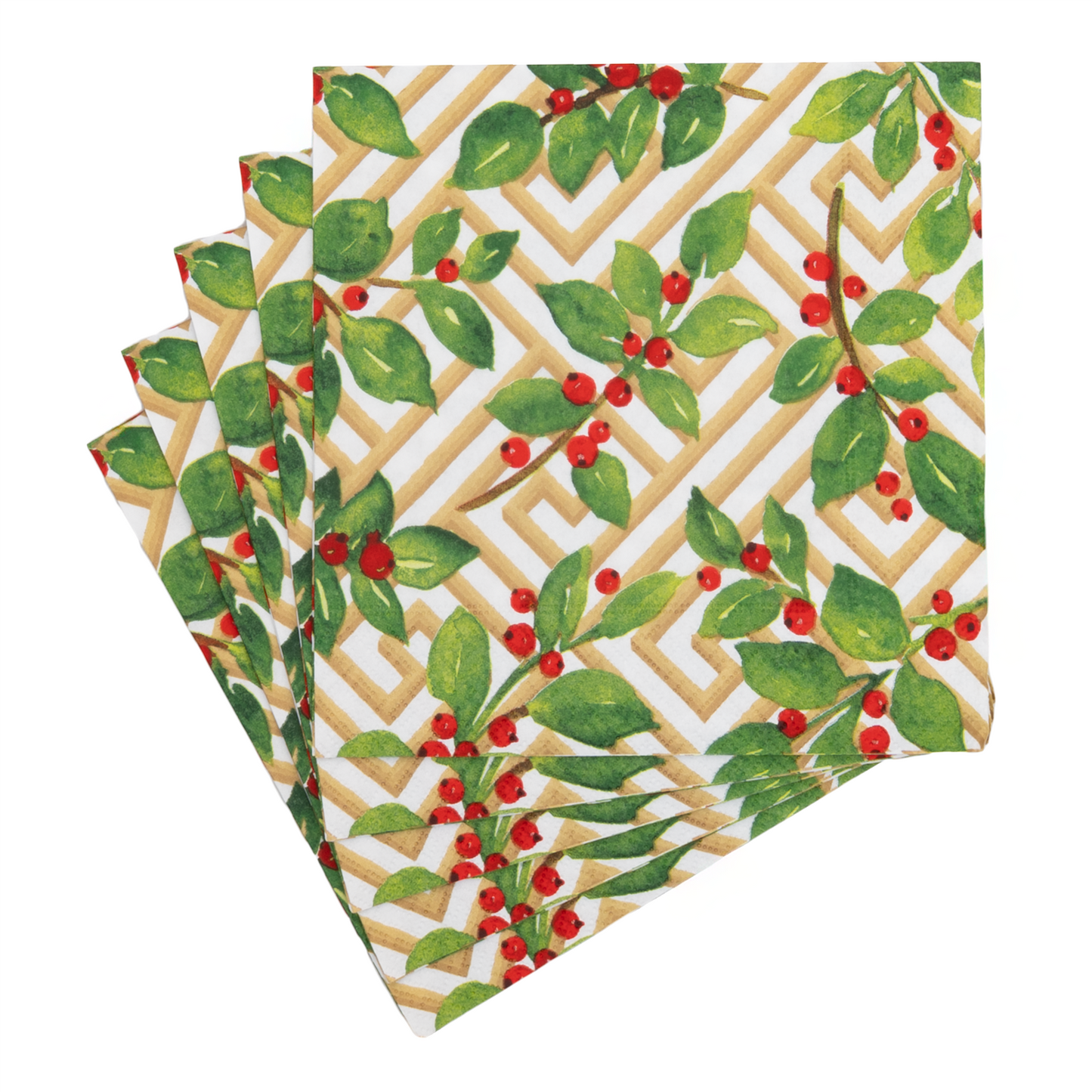 Napkin Lunch Holly and Fretwork White