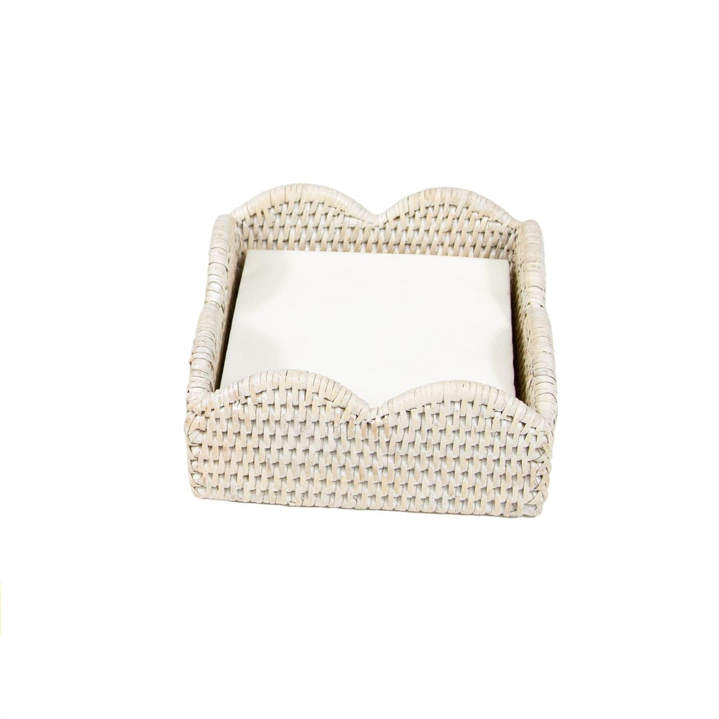 Napkin holder rattan scallop coffee