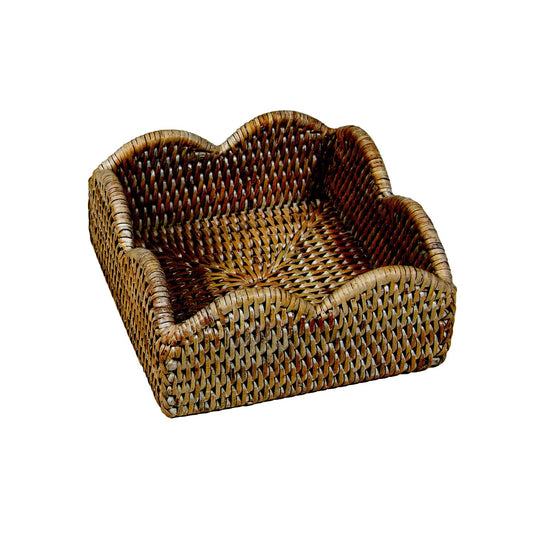 Napkin holder rattan scallop coffee
