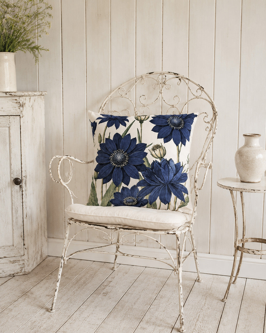 Cushion cover Blue Velvet Bloom blue 50x50 cm