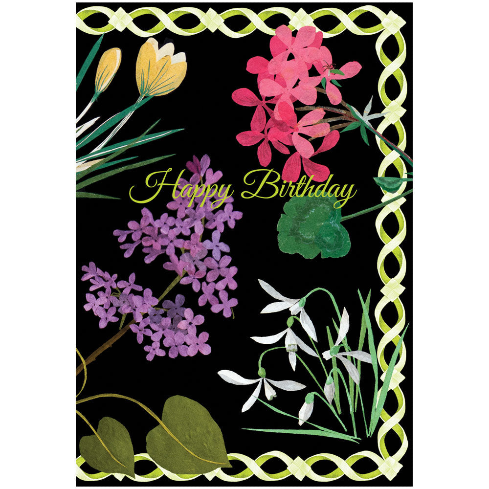 Card w/envelope Happy Birthday Flower mosaic