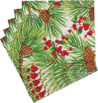 Napkin coffee Evergreen and Berries white