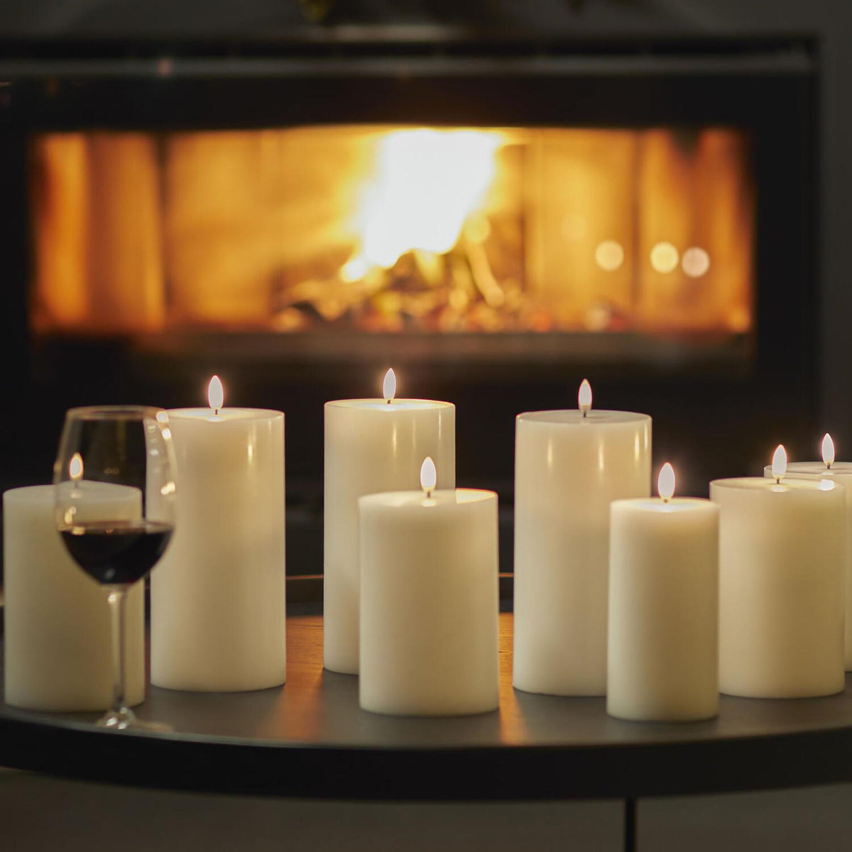 LED pillar candle Nordic White 5.8x15 cm
