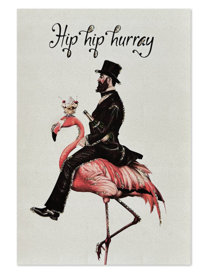Glitter card Hip hip hurray Ostrich