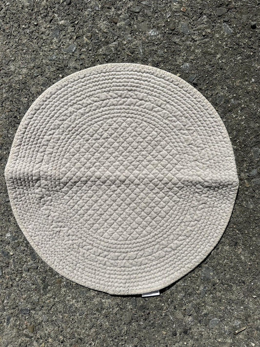 Placemat velvet round Grey Beige 40 cm