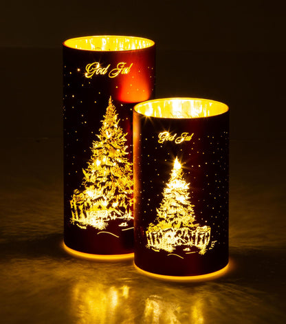 LED lantern Merry Christmas red 9x10 cm