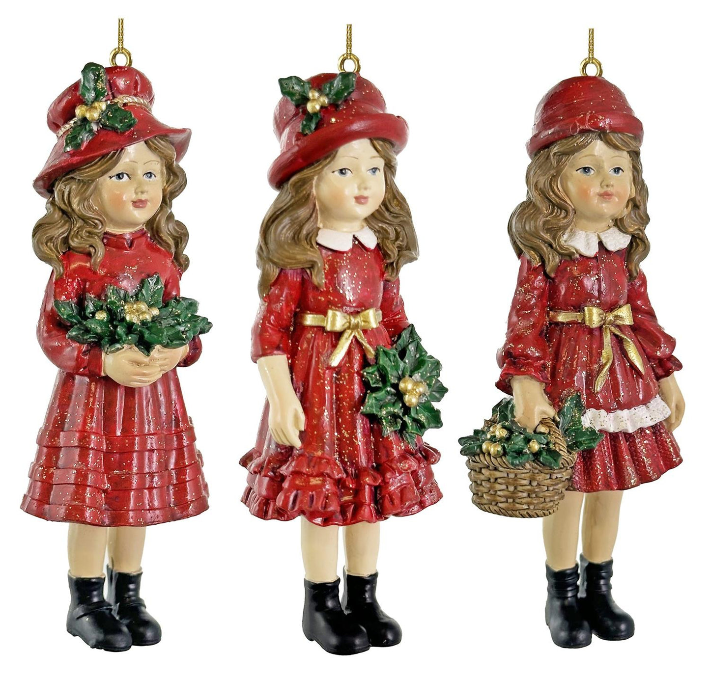 Christmas tree ornament girl red 11 cm
