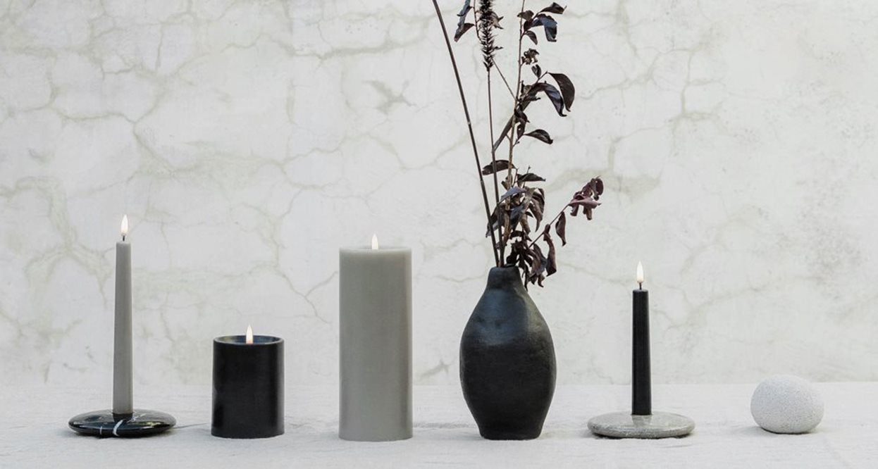 LED kronelys Plain Black 25 cm 2 stk