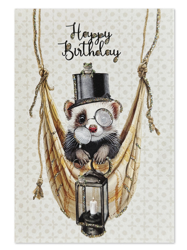 Glitter card Happy Birthday Mouse