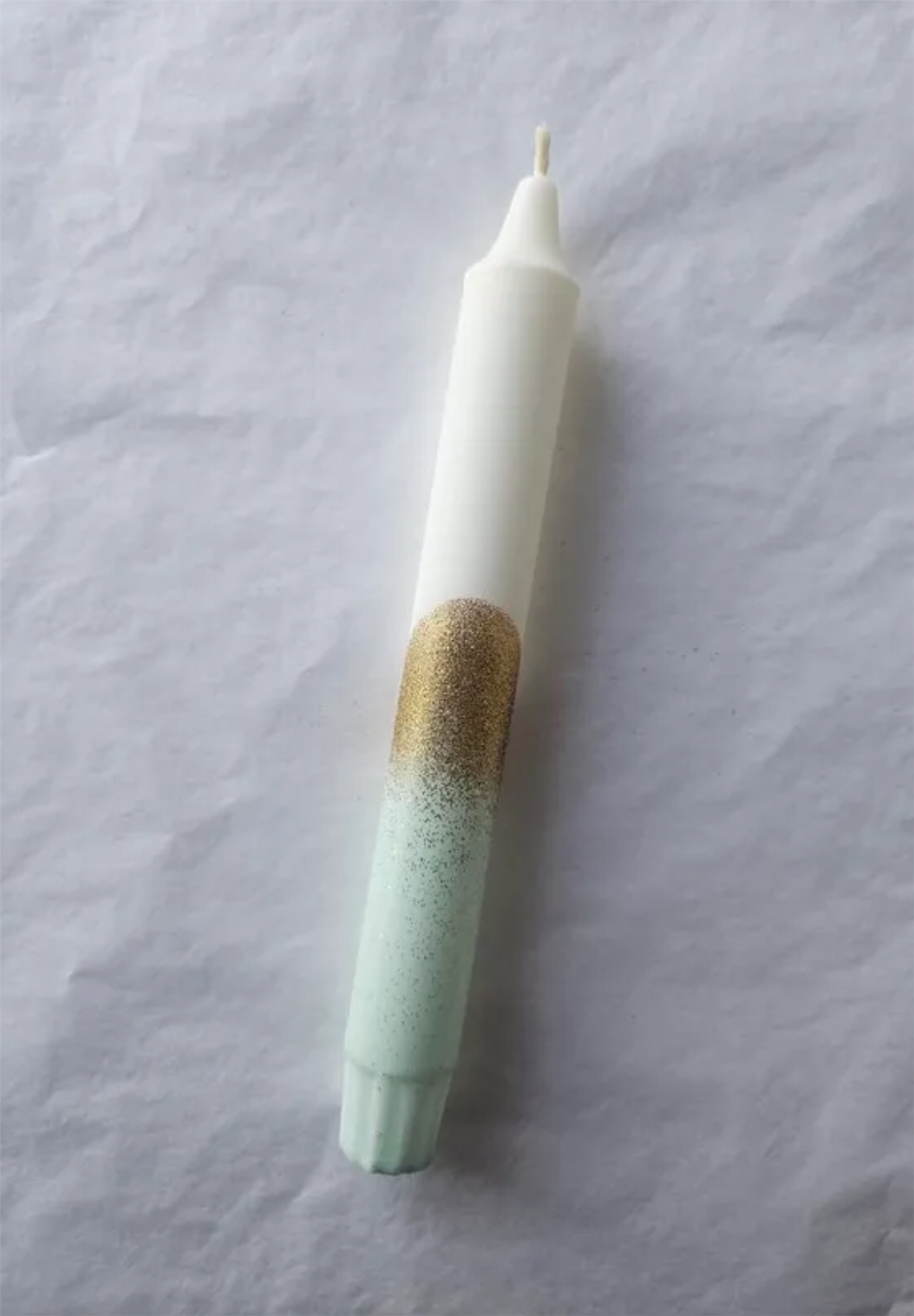Stearinlys dekorert Glitter Mint Gull