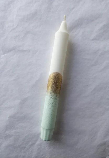 Stearinlys dekorert Glitter Mint Gull