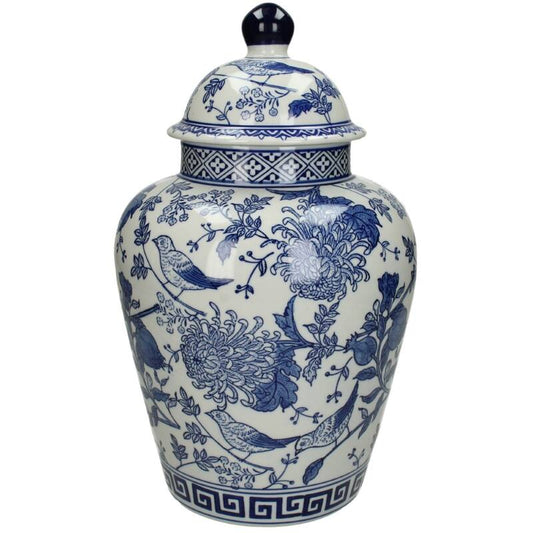 Decorative jar blue and white 35 cm