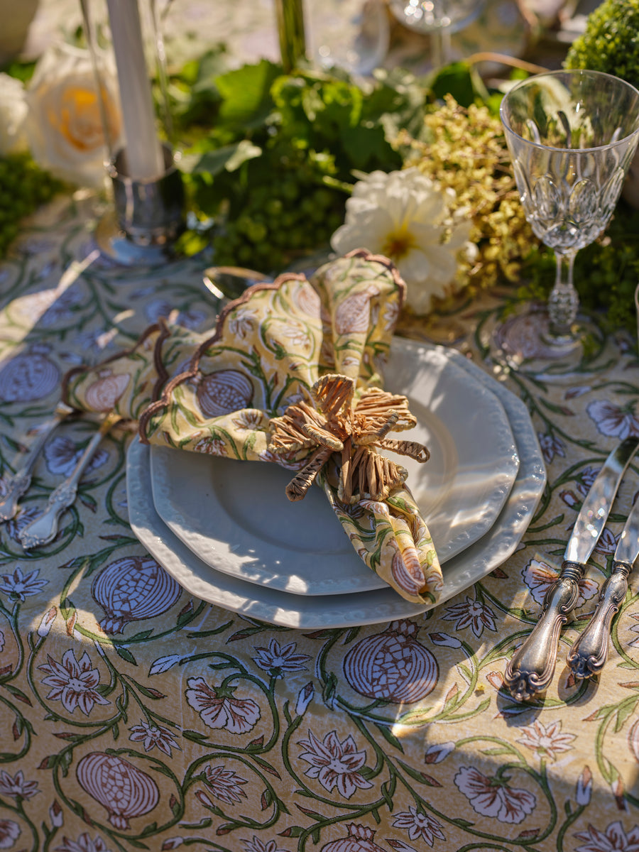 Tablecloth Tangier Pomegranate Butter Yellow round 220 cm
