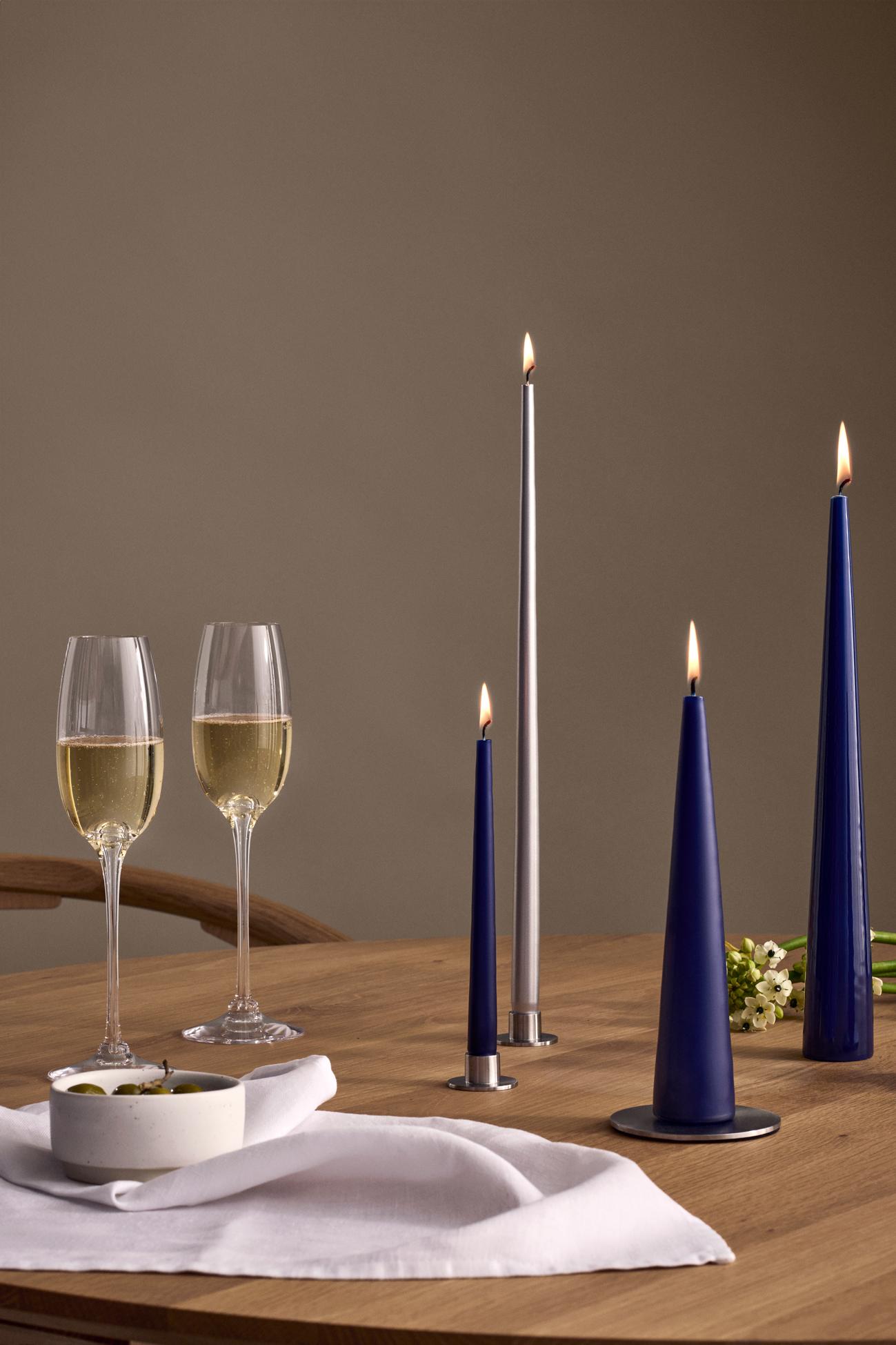 92 Silver Metallic Taper Candles Matte 32 cm