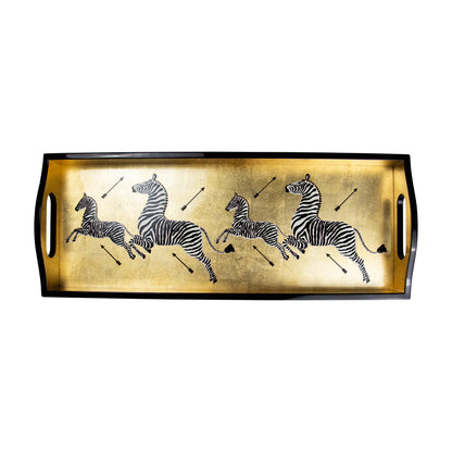 Lakkbrett Zebras Gold 51x20 cm