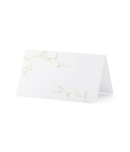Bordkort branches hvit med gull 10 stk