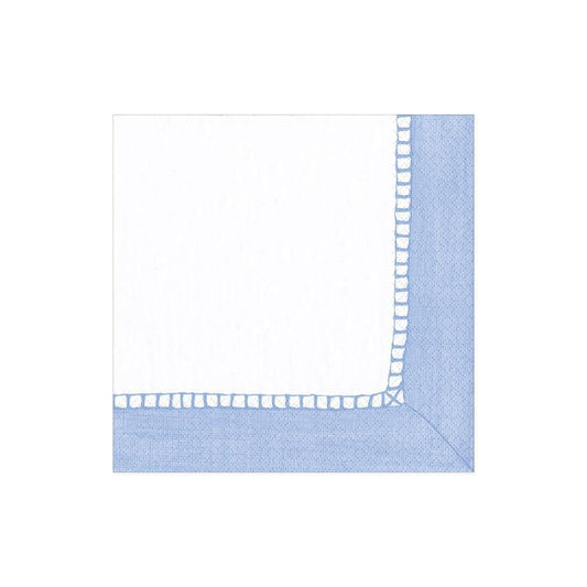 Serviett kaffe linen border light blue