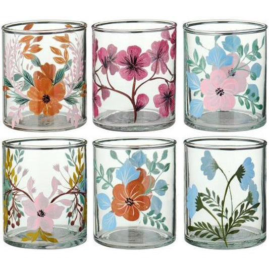 Telysholder glass håndmalt 7 cm