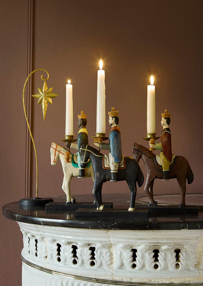 Candle Holder Wise Men Multicolored S/3