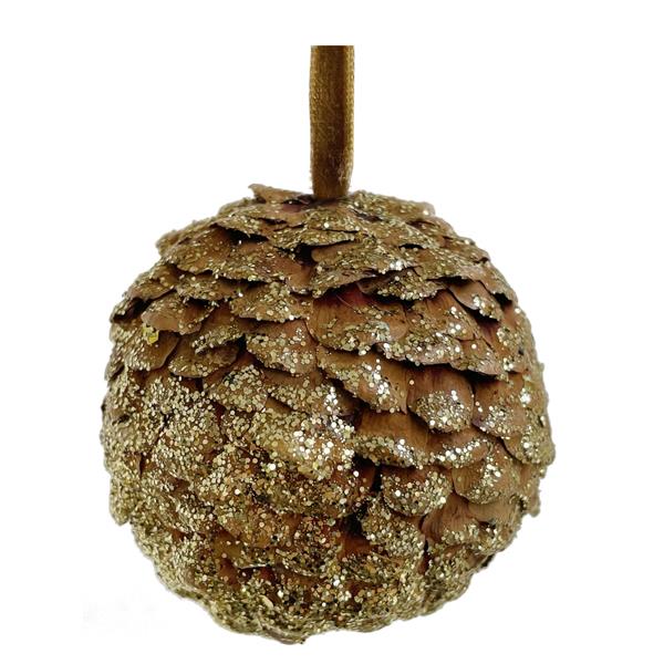 Julekule Fir cone scale glitter 8 cm