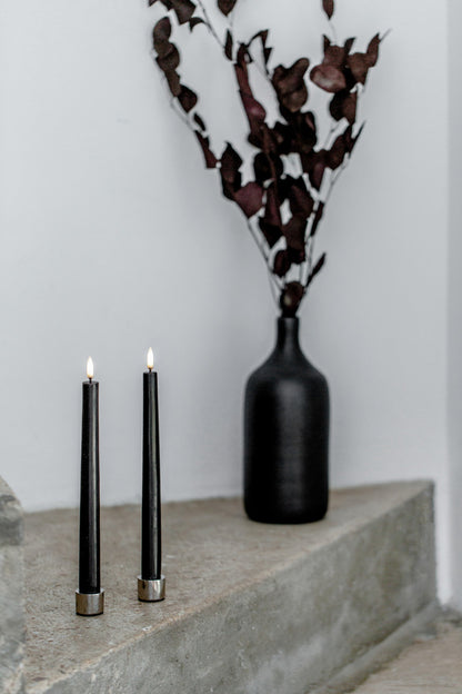 LED kronelys Plain Black 20 cm S/2