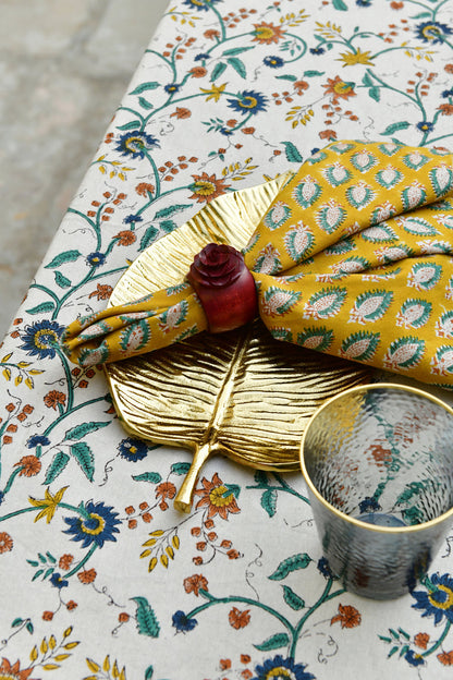 Tablecloth Samode Ochre, Blue & Green 170x270 cm