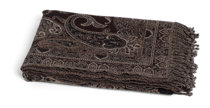 Pledd ull Paisley Black & beige 140x200 cm