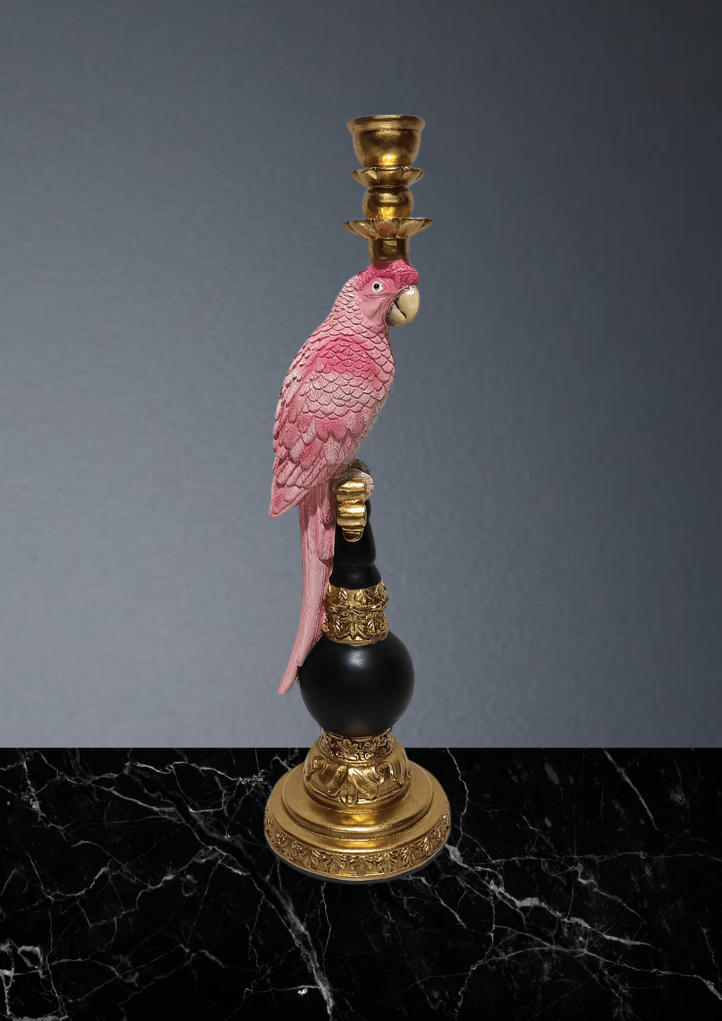 Candlestick Pavine pink parrot 34 cm