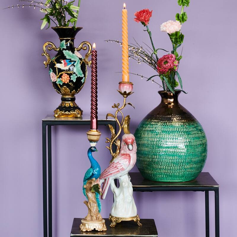 Cockatoo candlestick pink 42 cm