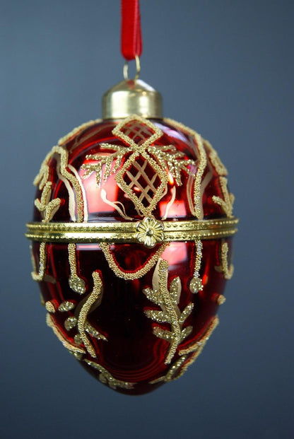 Christmas tree ornament egg red 8.5 cm