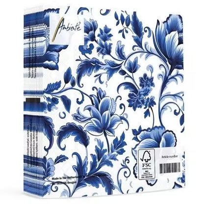 Serviett kaffe Delft Blue florals