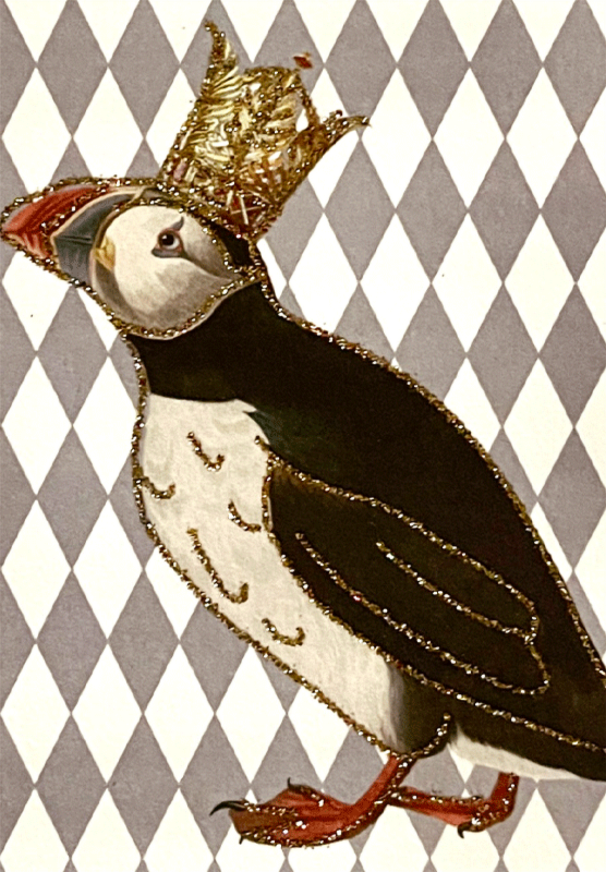 Glitterkort Puffin
