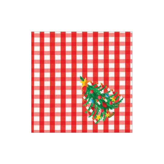 Serviett kaffe Christmas Tree Gingham