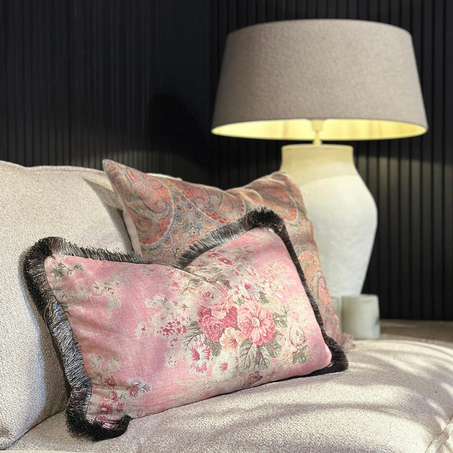 Pillowcase Belle Rose flower fringes 50x50 cm