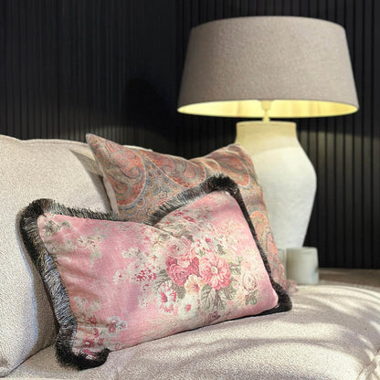 Pillowcase Belle Rose flower fringes 50x50 cm