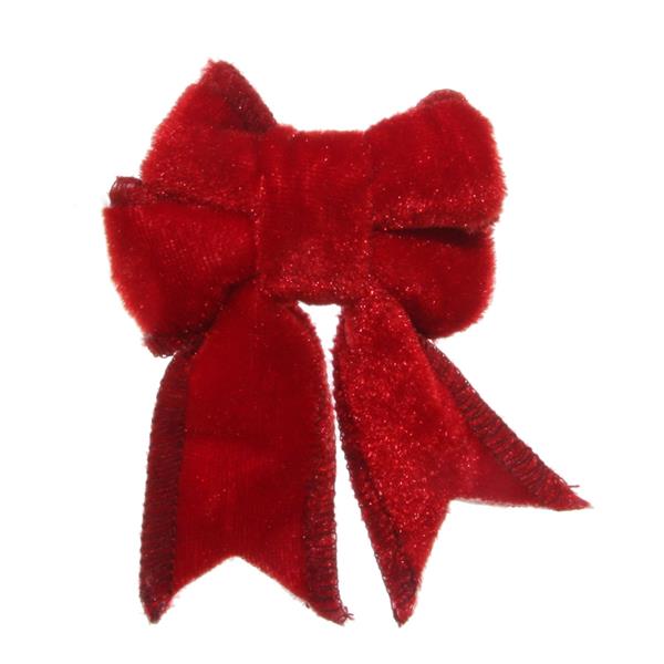 Velvet bow red w/clip 18 cm