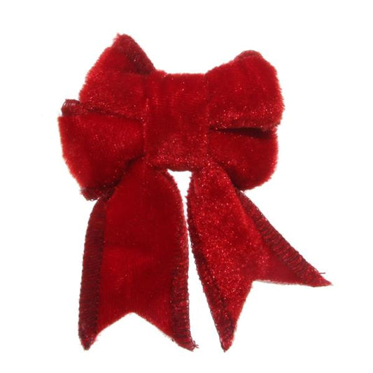 Velvet bow red w/clip 18 cm