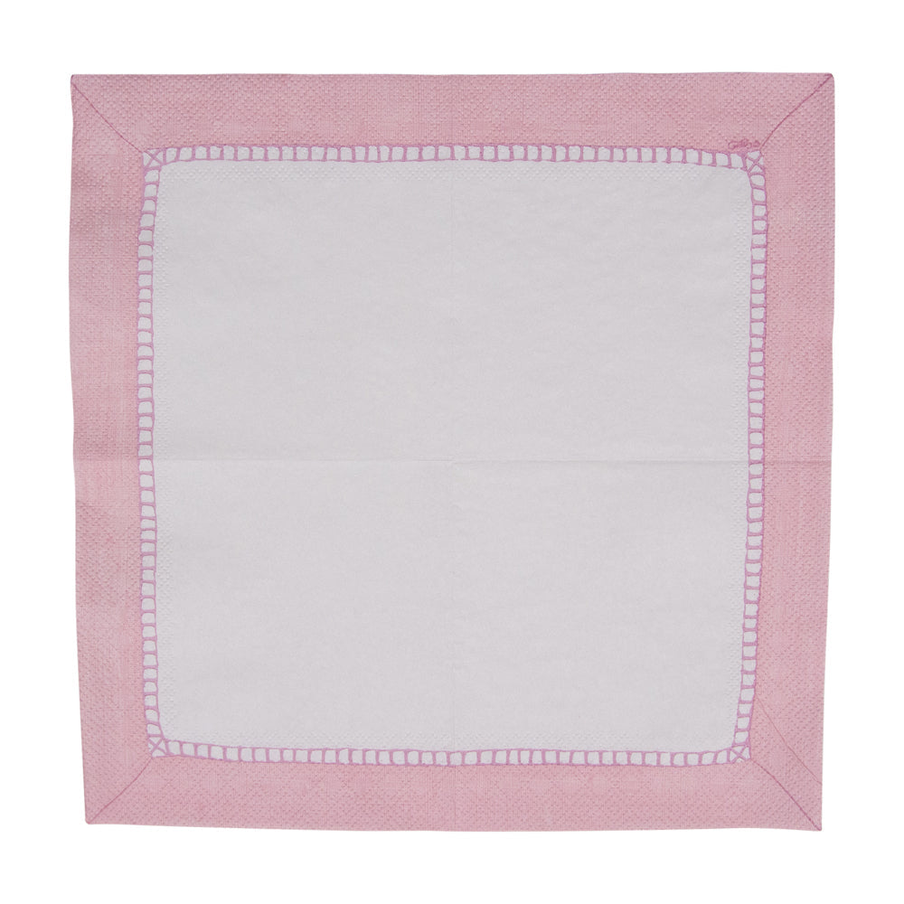 Napkin coffee linen border petal pink