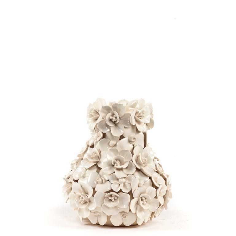 Vase Deco with flowers white small