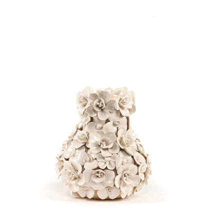 Vase Deco with flowers white small