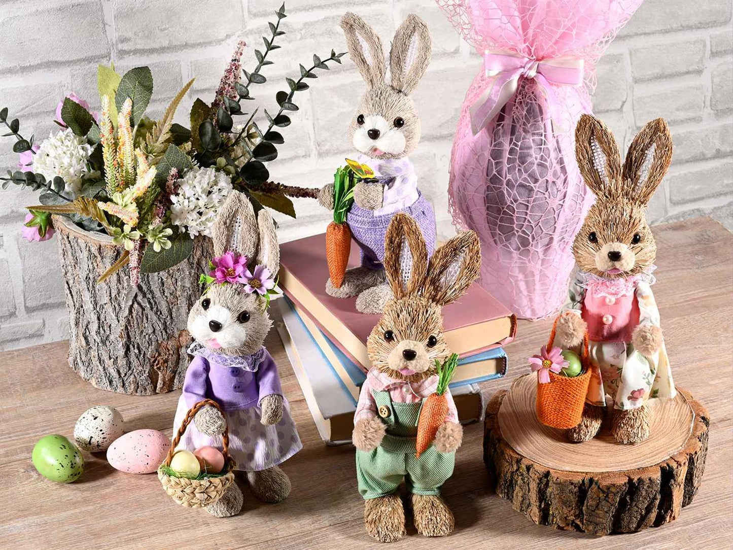 Påskekanin grønn med gulrot 27 cm