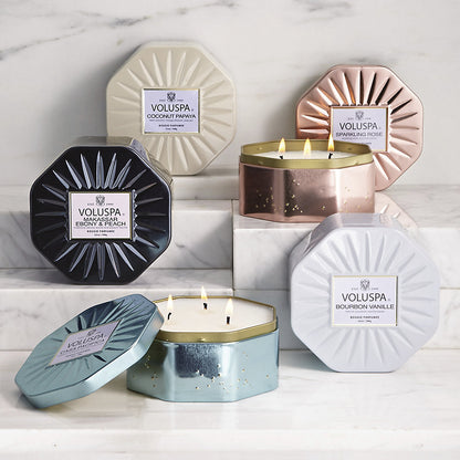Sparkling Rose Octagon Tin Candle 40 Hour