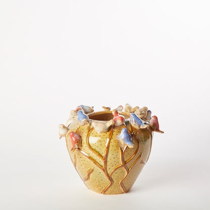Fuglevase brun 14x17 cm