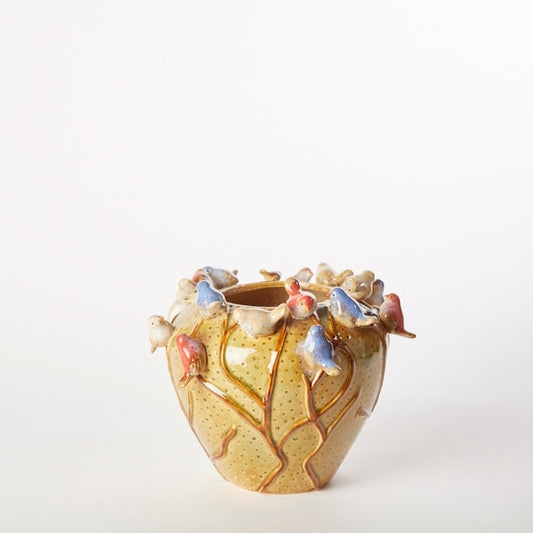 Fuglevase brun 14x17 cm