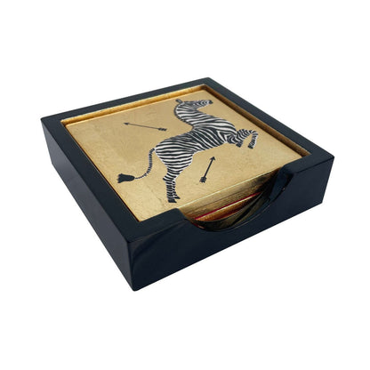 Coaster Zebras Gold 4 stk