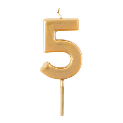 Cake candle number gold 5